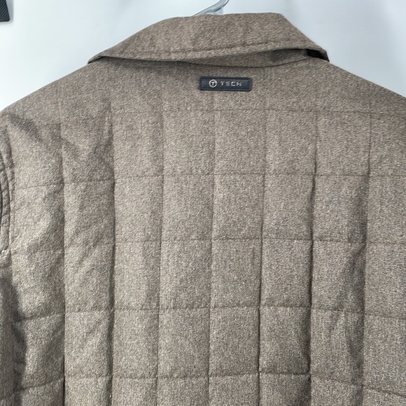 Tumi Tech quilted jacket brown coat zipper and button closure sz M - Picture 16 of 16